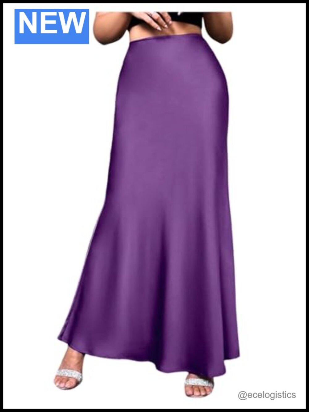 Women's Satin Fishtail Maxi Skirt High Waisted Long Skirt